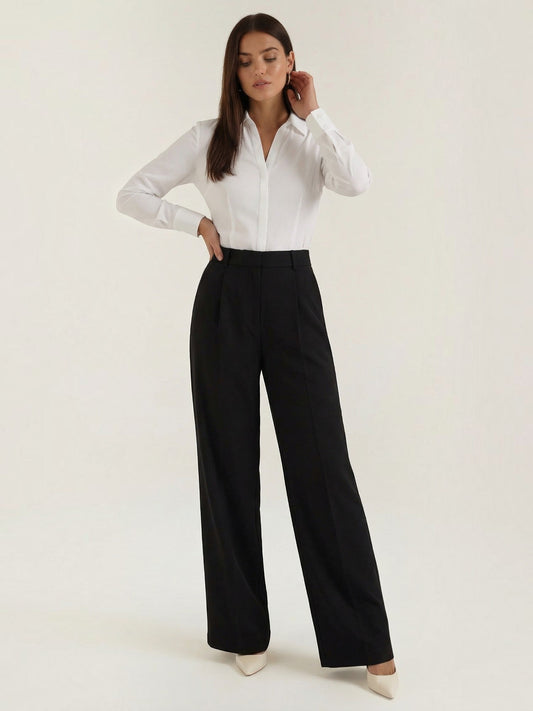 Hazel High Waisted Wide Leg Pants with Crease