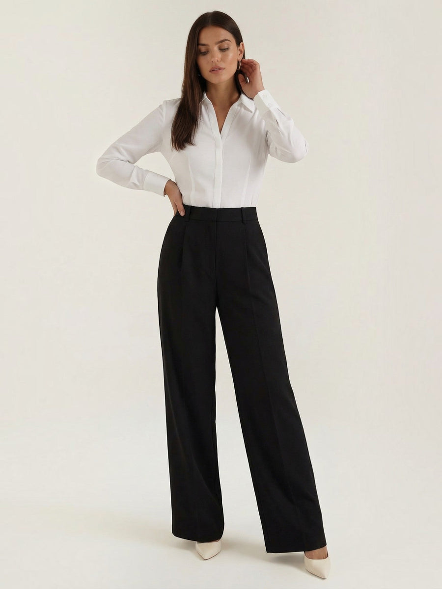Hazel High Waisted Wide Leg Pants with Crease