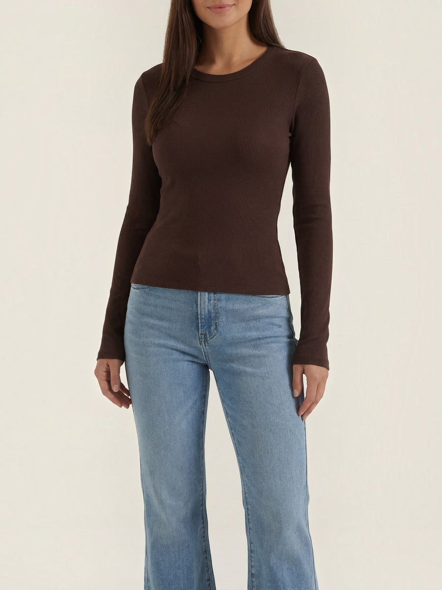 Freya Ribbed Round Neck Long Sleeve Top