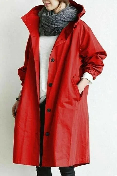 Benedetta Oversized Hooded Windbreaker Rain Jacket