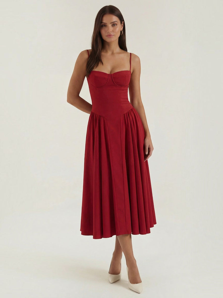 Odette Corset Style Strappy Midi Dress