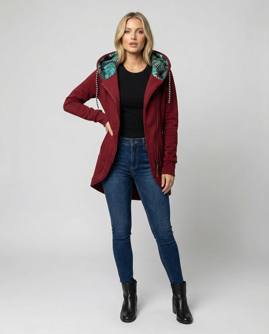Fiana Asymmetric Hem Hooded Winter Coat