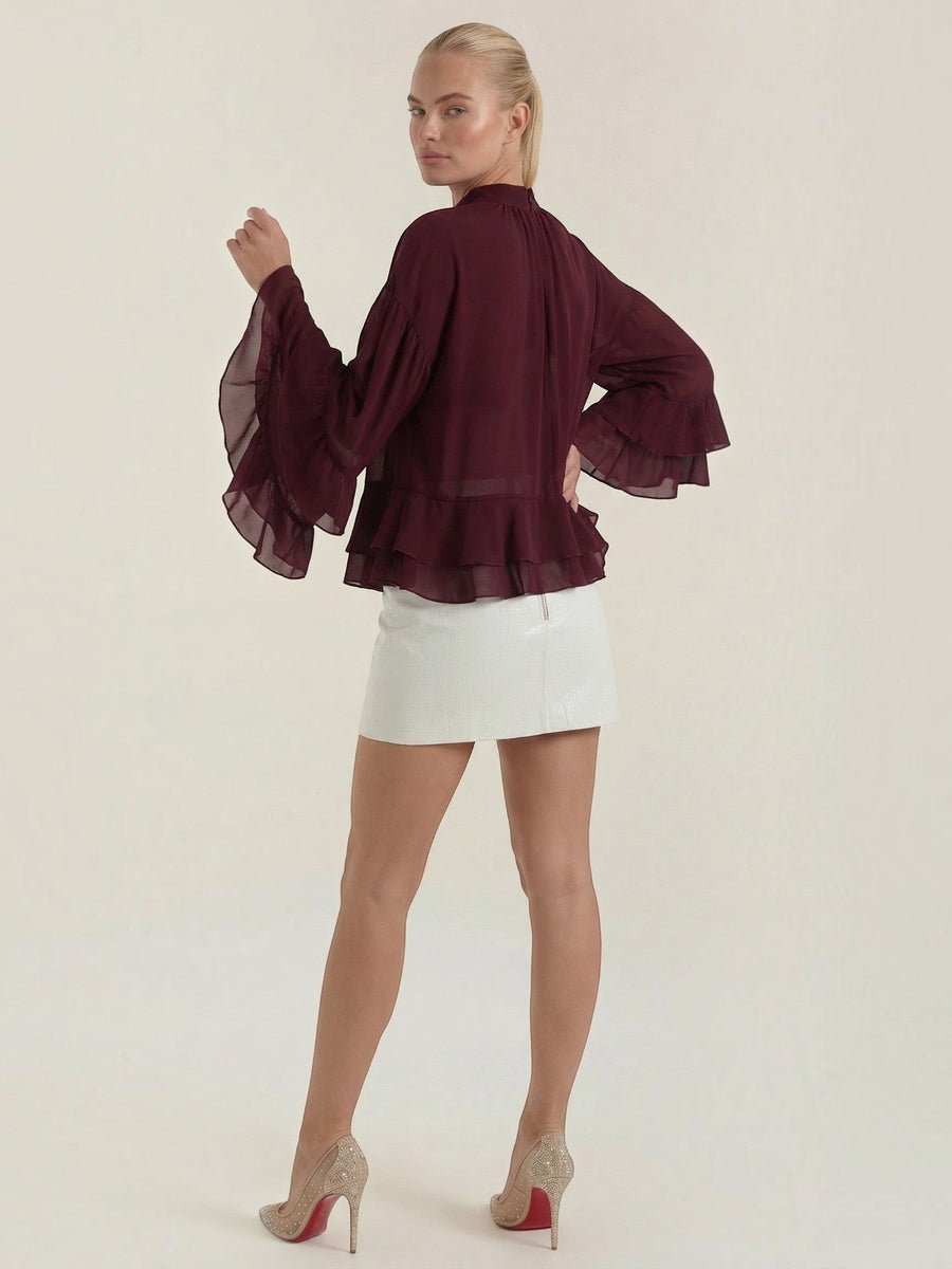 Sue Croc Embossed Faux Leather Mini Skirt