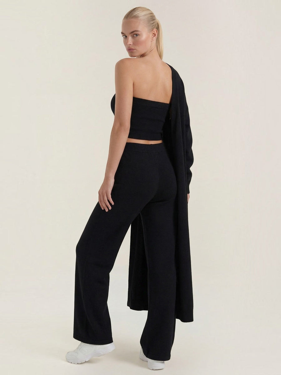Jeanne Cardigan Bandeau and Pants Three Piece Knit Set