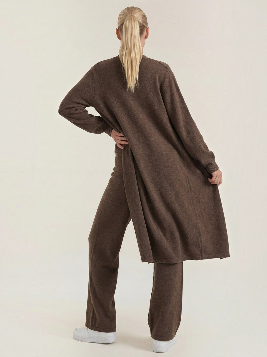 Jeanne Cardigan Bandeau and Pants Three Piece Knit Set