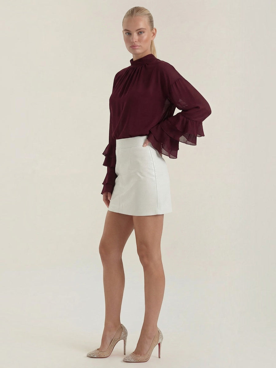 Sue Croc Embossed Faux Leather Mini Skirt