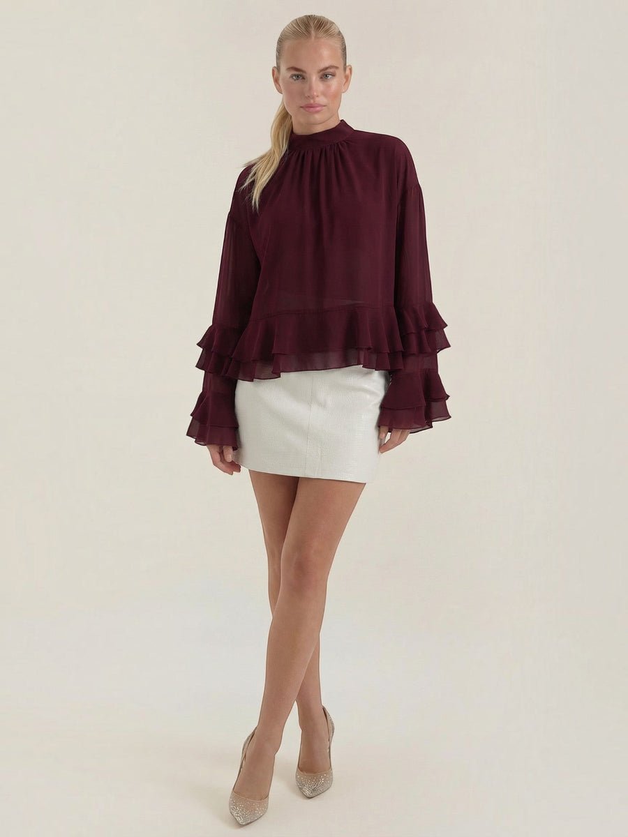 Sue Croc Embossed Faux Leather Mini Skirt