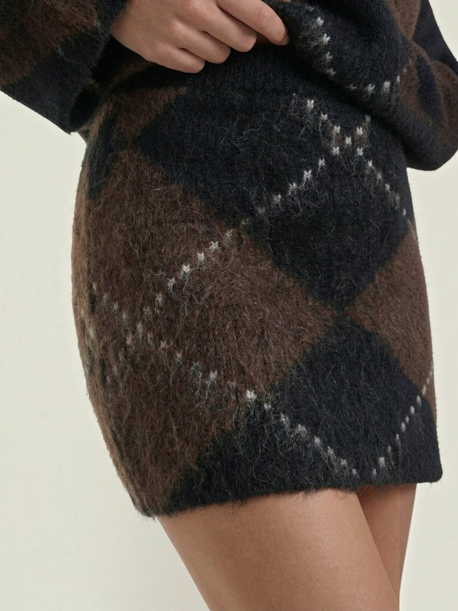 Vanessa Argyle Knit Mini Skirt
