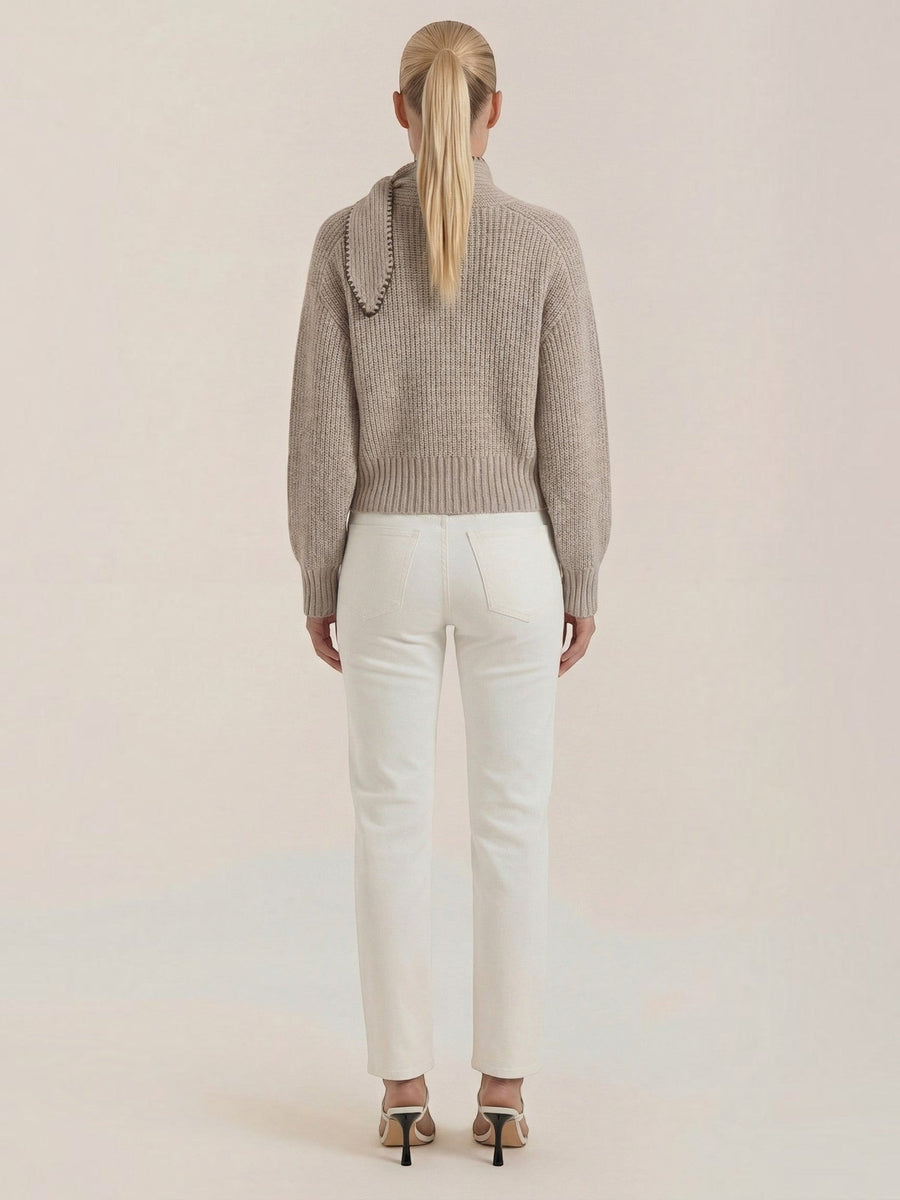 Karla Ribbed Bow Collar Sweater