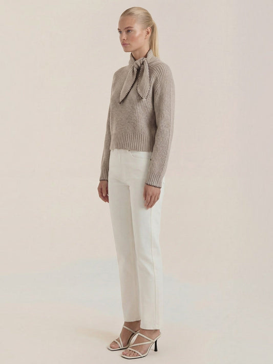 Karla Ribbed Bow Collar Sweater