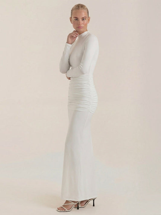 Krista Turtleneck Ruched Bodycon Maxi Dress