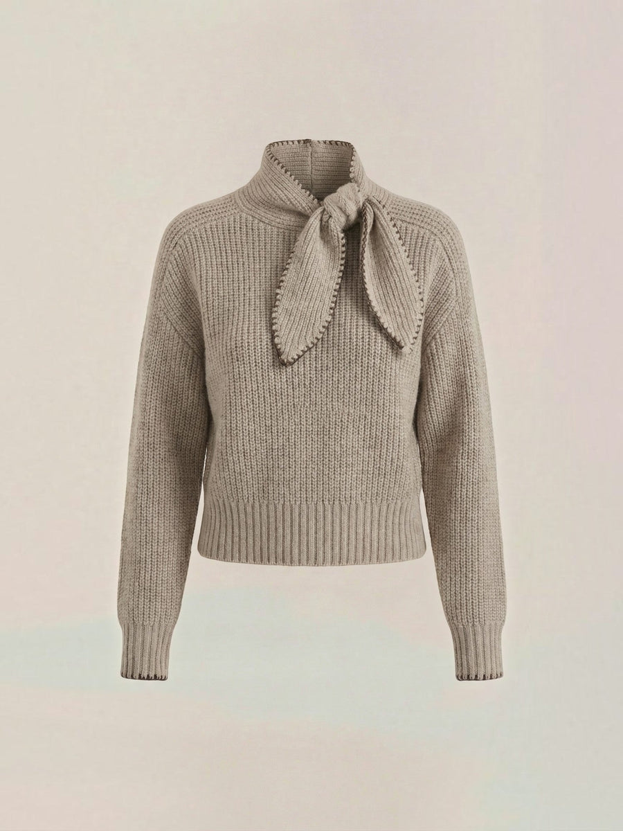 Karla Ribbed Bow Collar Sweater