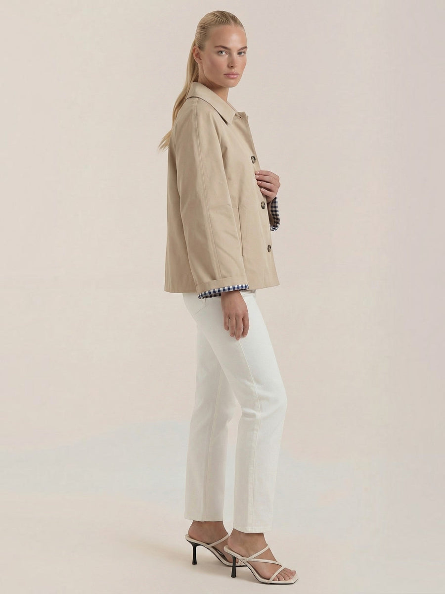 Lindsay Gingham Cuff Shirt Jacket