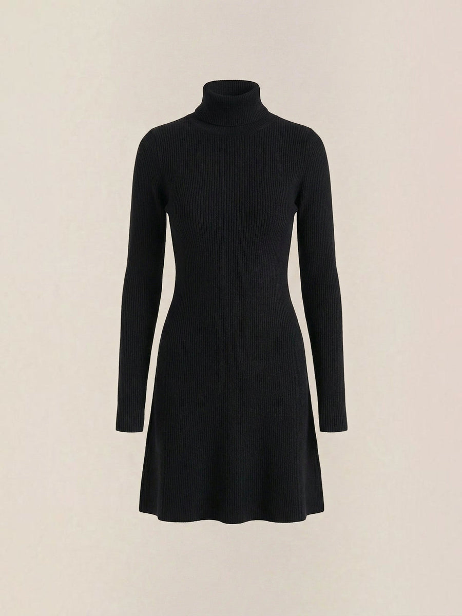 Geneva Turtleneck Flared Knit Mini Dress