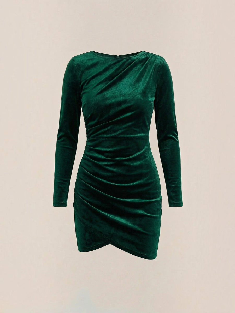 Gertrude Velvet Ruched Wrap Mini Dress