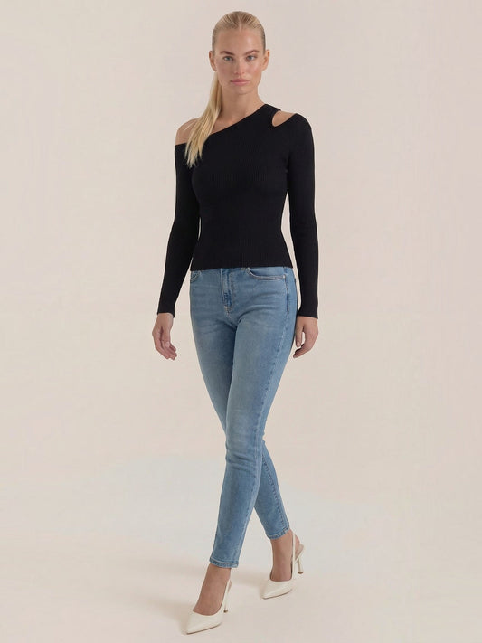 Jessie Asymmetric Cut Out Ribbed Top