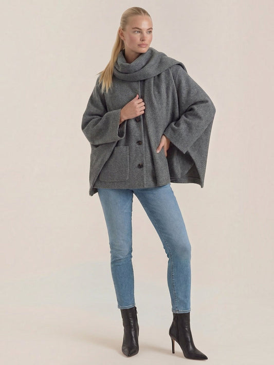 Kristina Poncho Coat with Built In Scarf