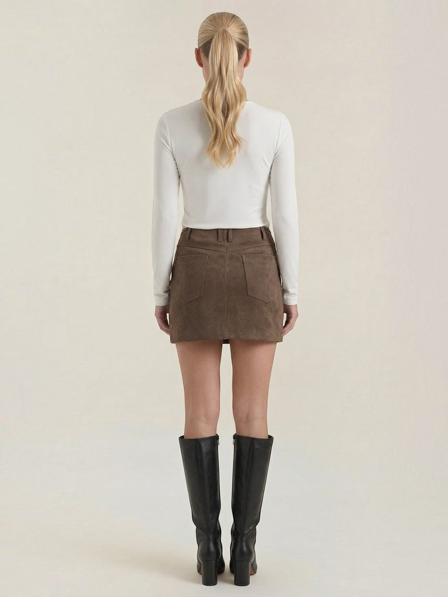 Maureen Suede Look High Waisted Mini Skirt