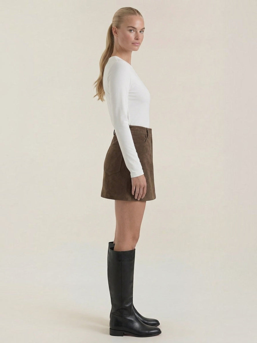Maureen Suede Look High Waisted Mini Skirt