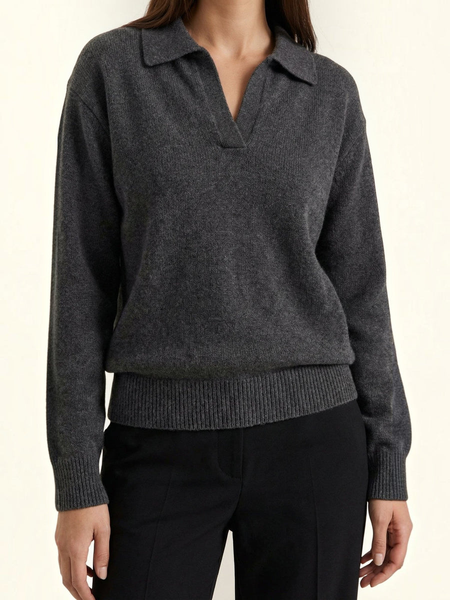 Margaret Polo Collar Marled Knit Sweater