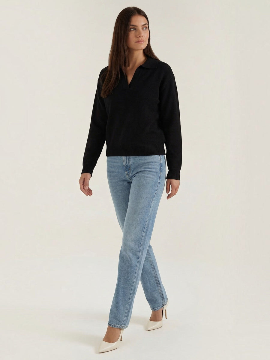 Margaret Polo Collar Marled Knit Sweater