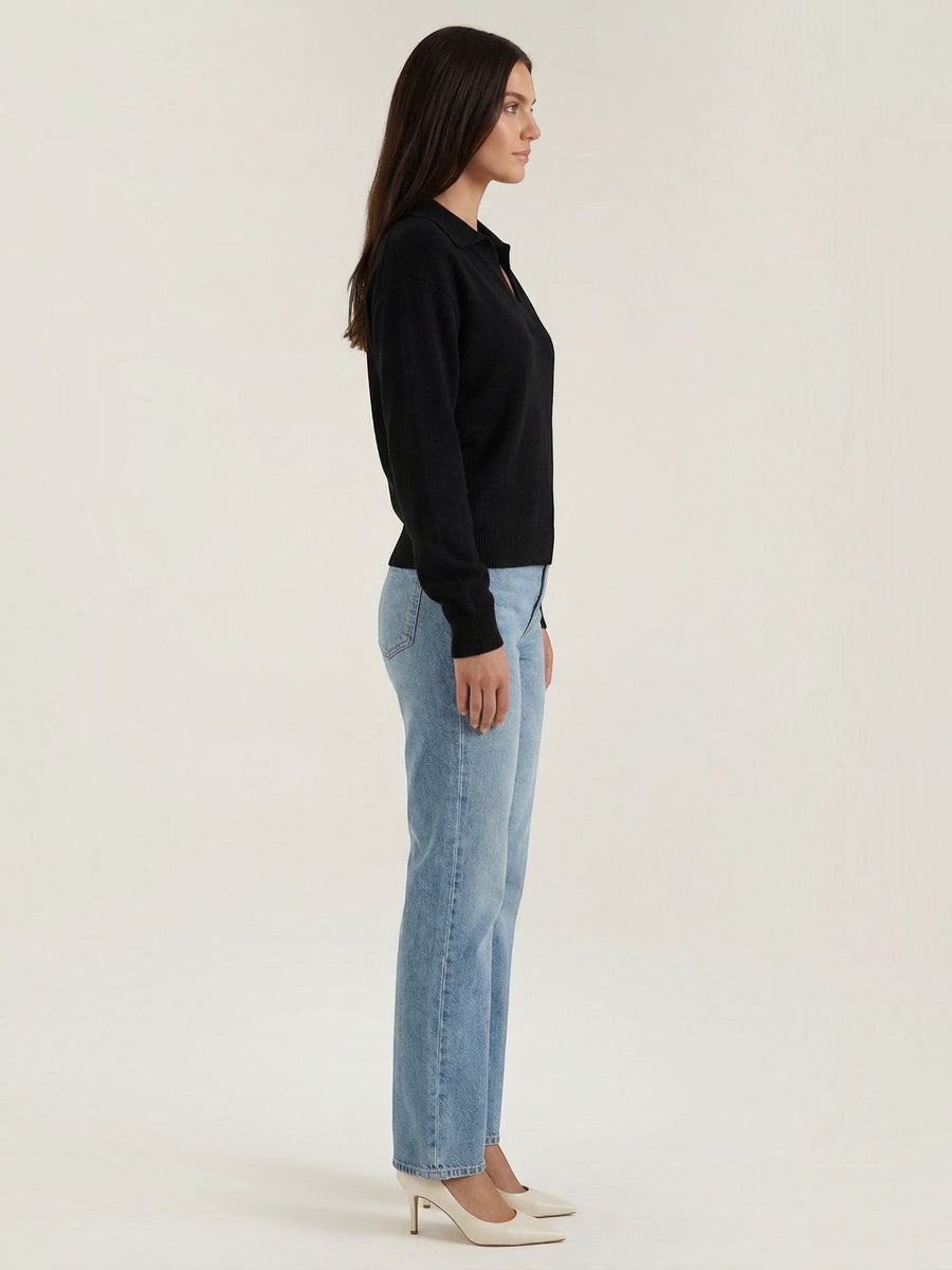 Margaret Polo Collar Marled Knit Sweater