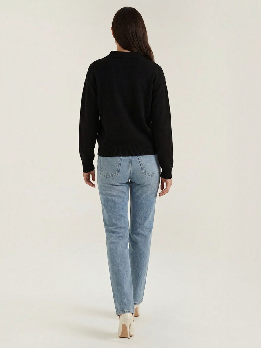 Margaret Polo Collar Marled Knit Sweater