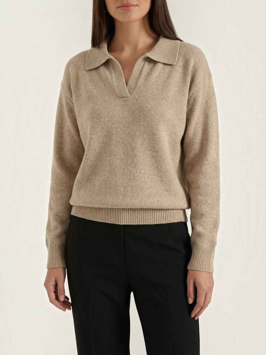Margaret Polo Collar Marled Knit Sweater