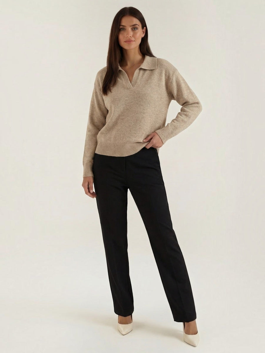 Margaret Polo Collar Marled Knit Sweater