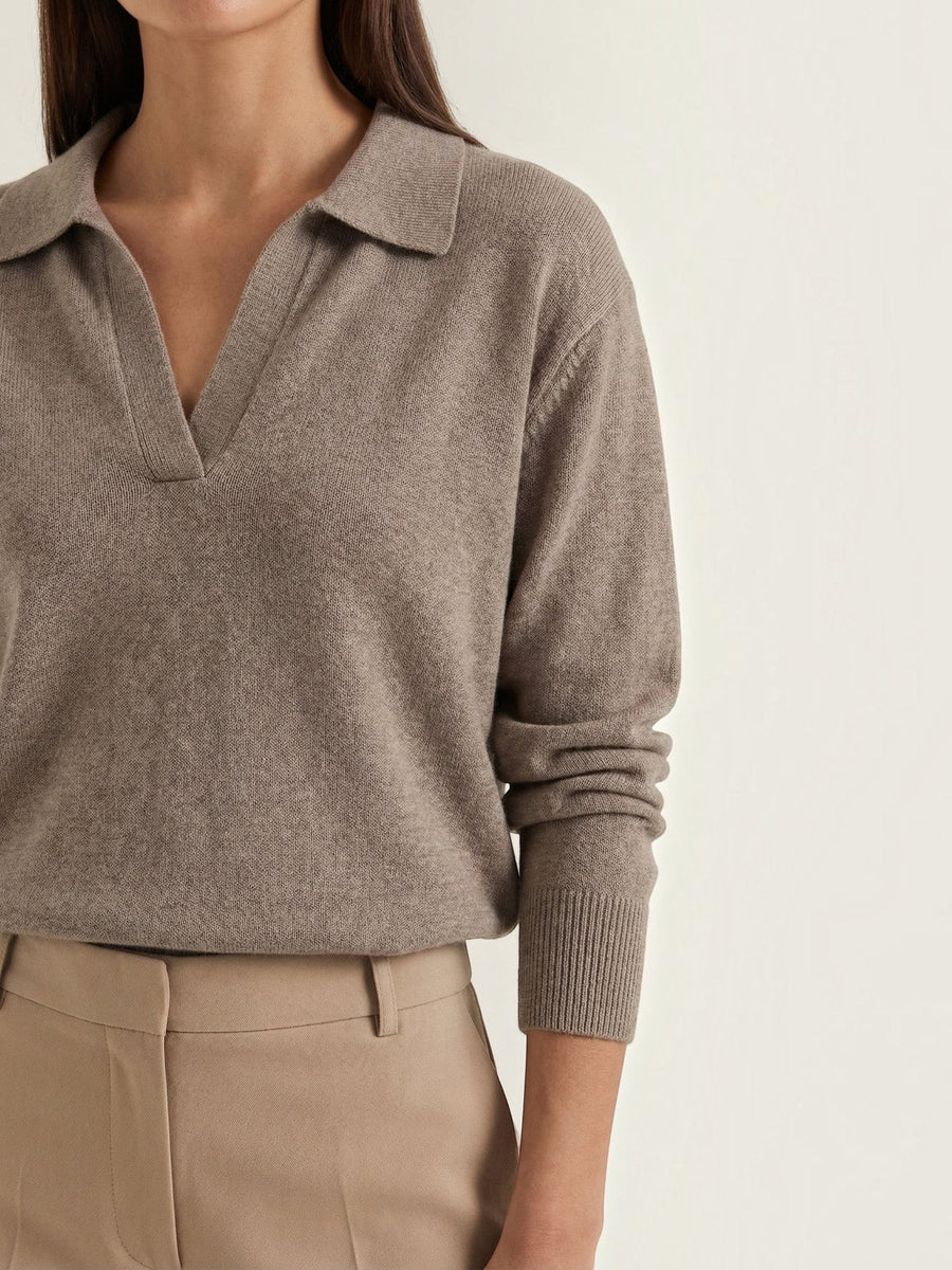 Margaret Polo Collar Marled Knit Sweater