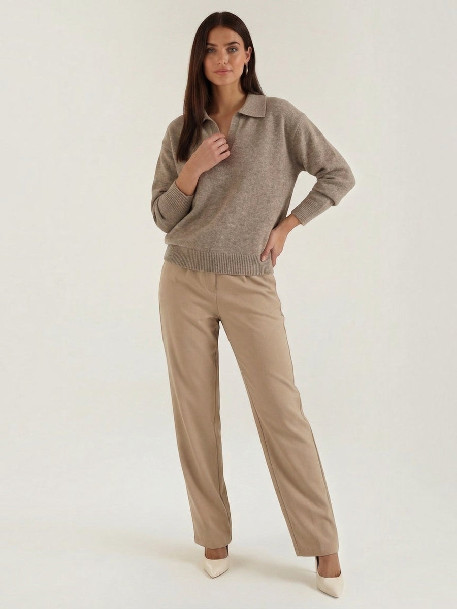 Margaret Polo Collar Marled Knit Sweater