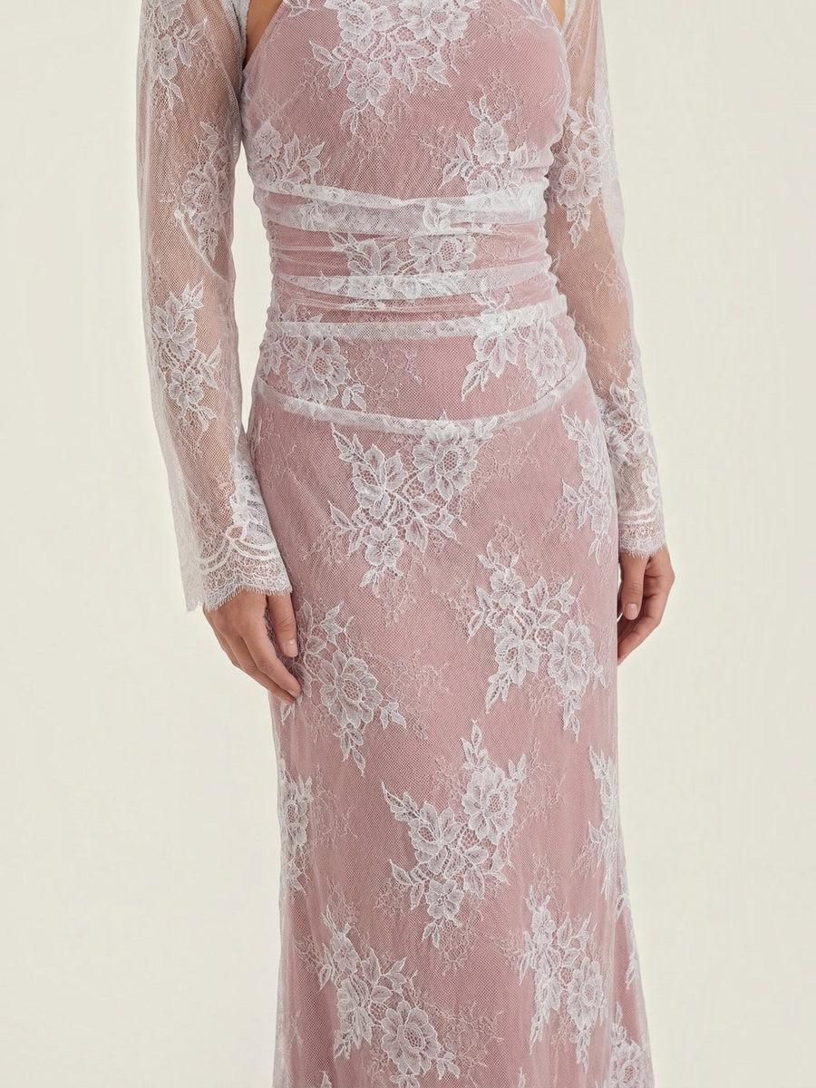 Nerissa Long Sleeve Floral Lace Maxi Dress
