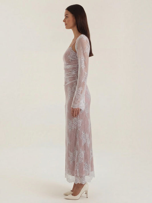 Nerissa Long Sleeve Floral Lace Maxi Dress