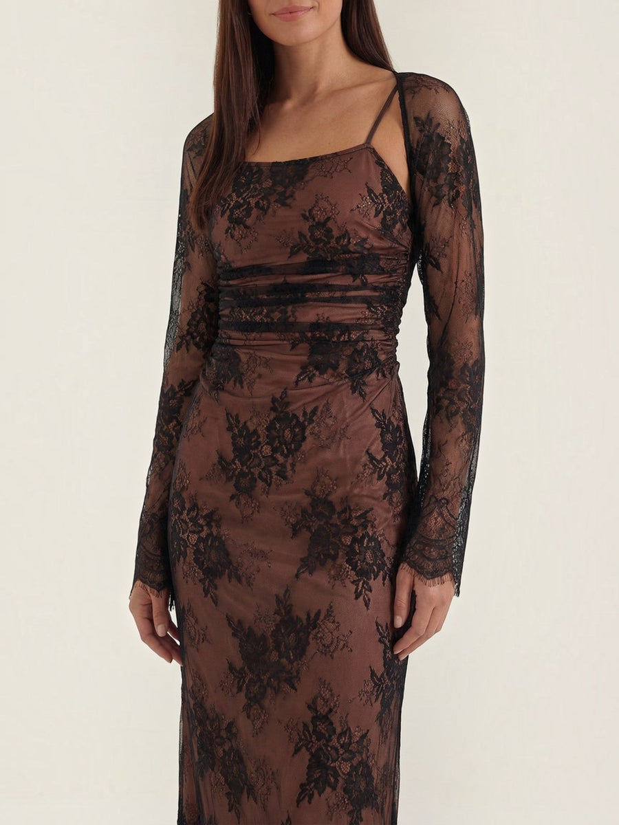 Nerissa Long Sleeve Floral Lace Maxi Dress