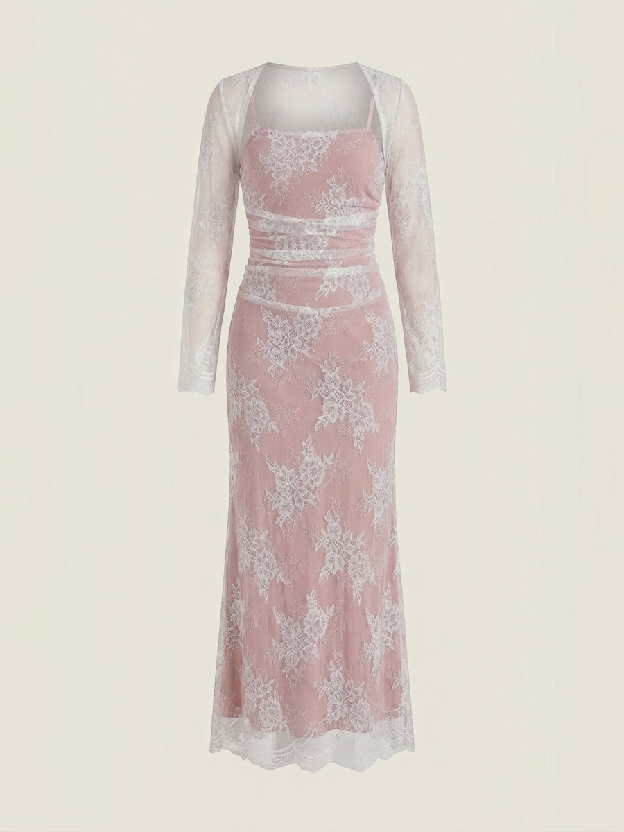 Nerissa Long Sleeve Floral Lace Maxi Dress