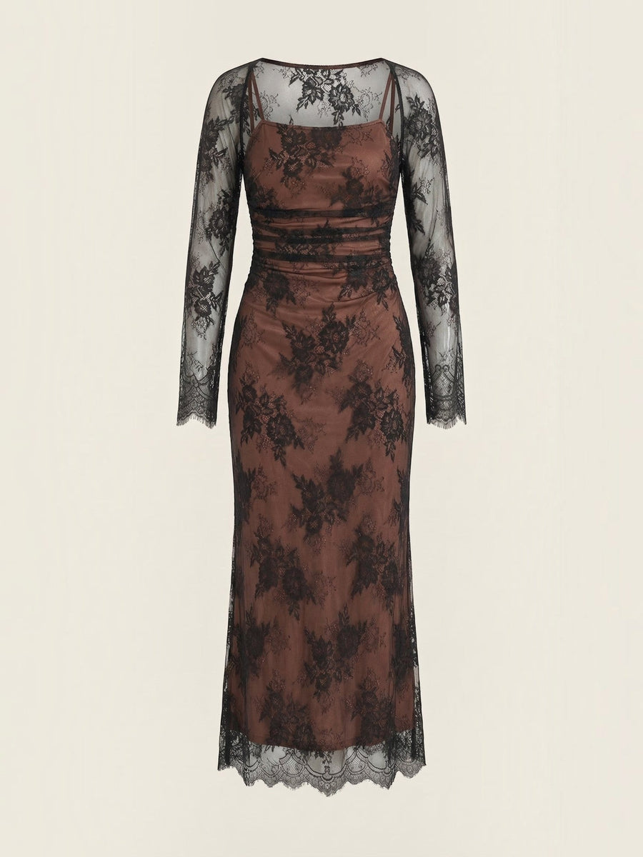 Nerissa Long Sleeve Floral Lace Maxi Dress