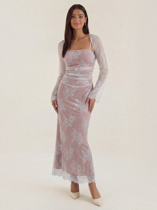 Nerissa Long Sleeve Floral Lace Maxi Dress