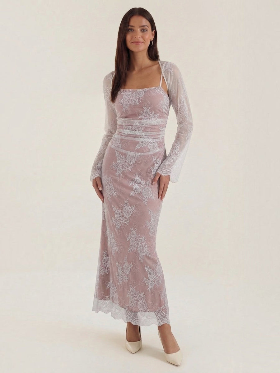 Nerissa Long Sleeve Floral Lace Maxi Dress
