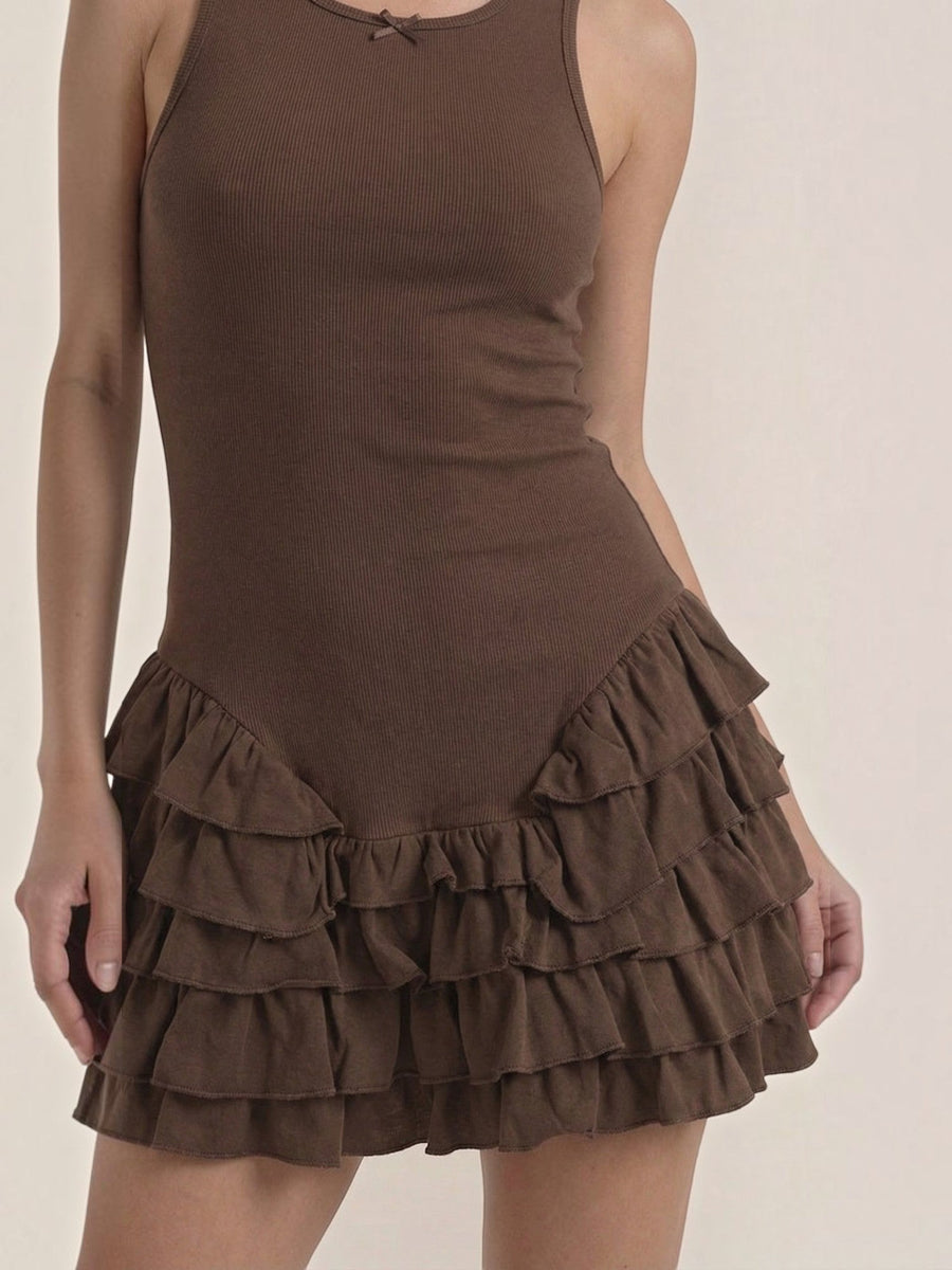 Gwen Tiered Ruffle Bow Mini Dress