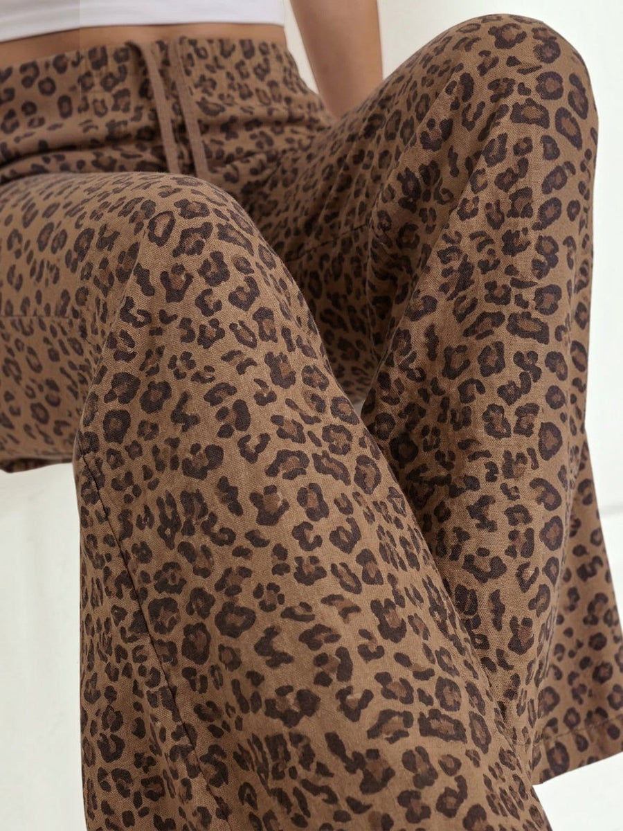 Cleo Leopard Print Wide Leg Pants