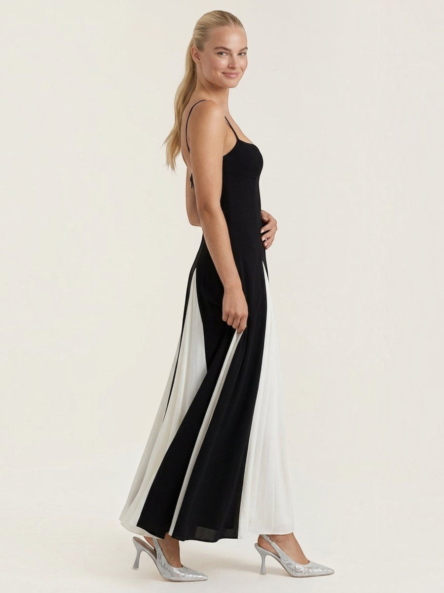 Goldie Two Tone Pleated Skirt Midi Dress