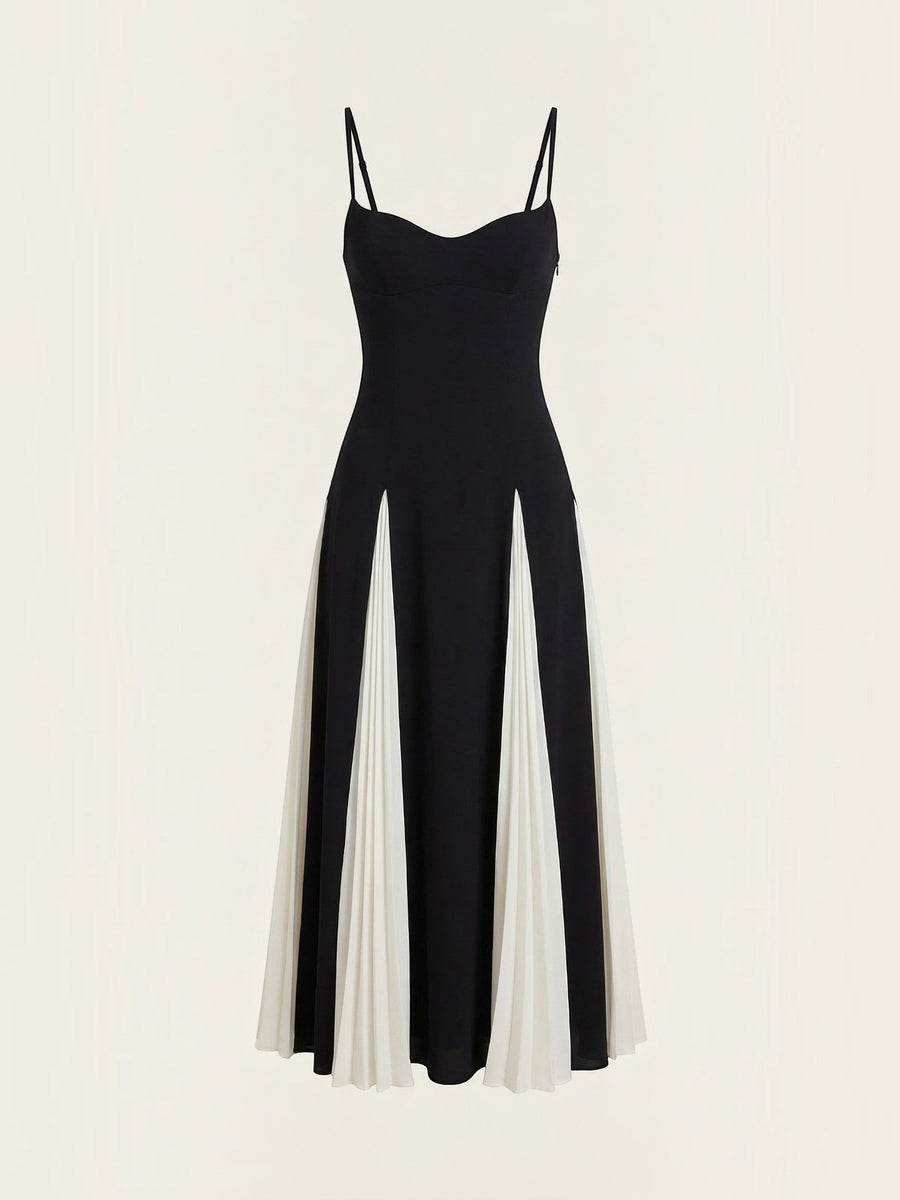 Goldie Two Tone Pleated Skirt Midi Dress