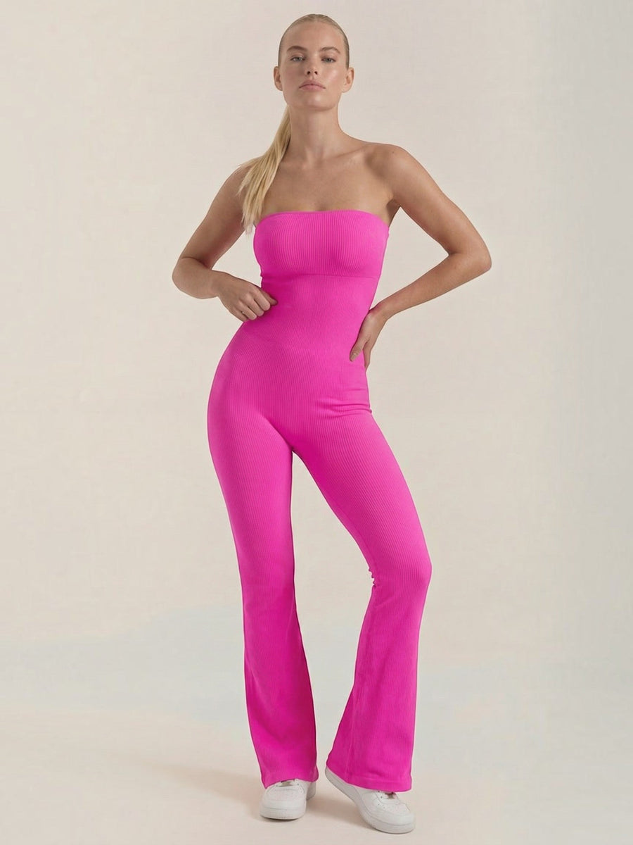 Selma Ribbed Bandeau Flare Jumpsuit