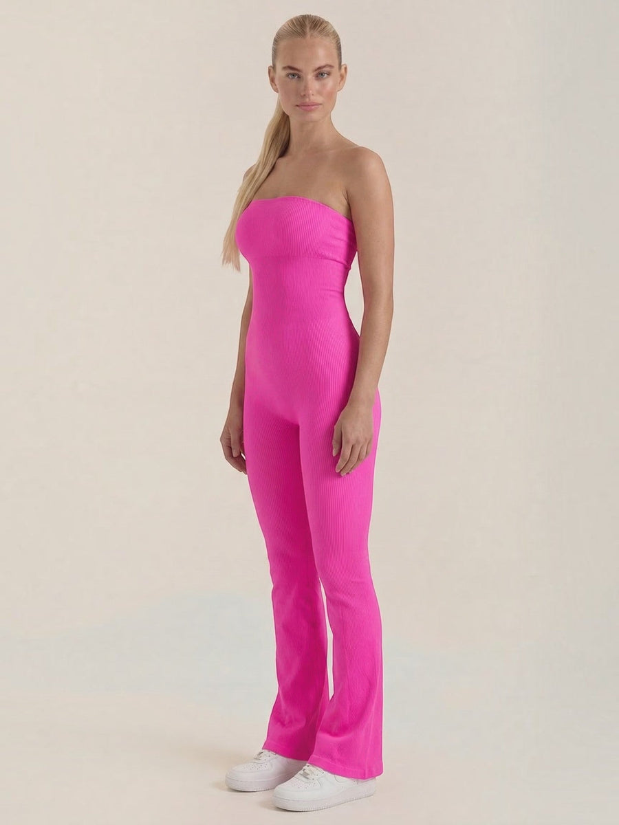 Selma Ribbed Bandeau Flare Jumpsuit