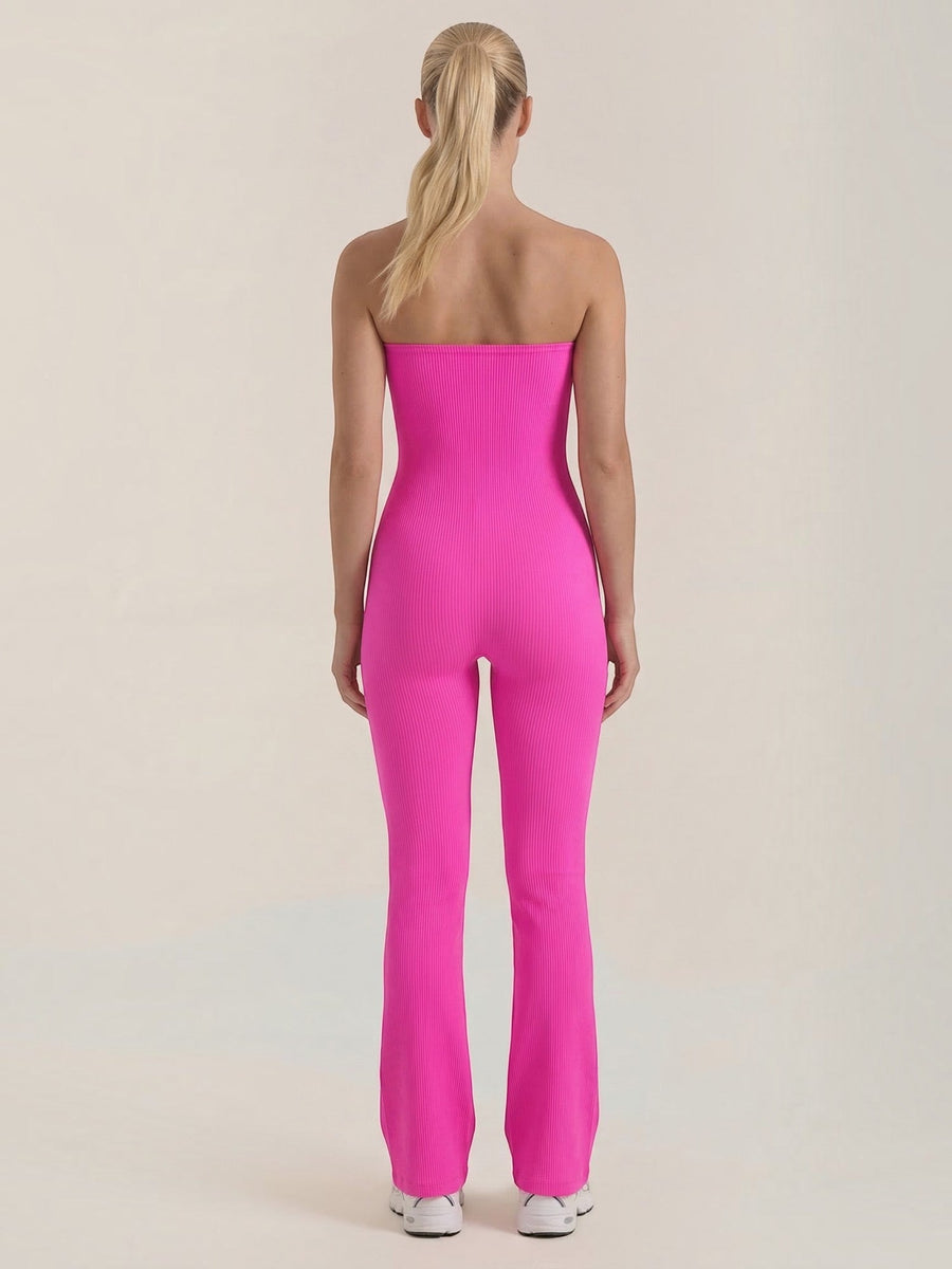 Selma Ribbed Bandeau Flare Jumpsuit