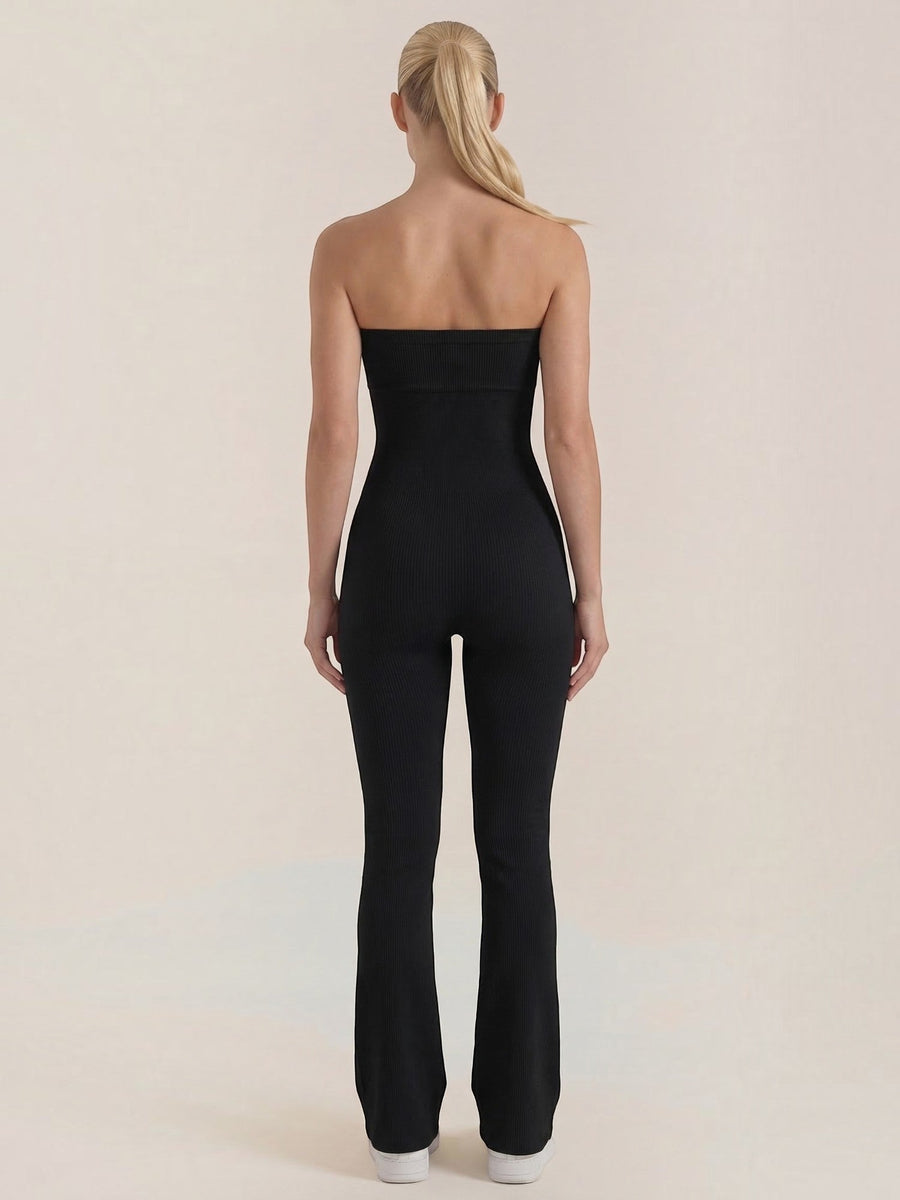 Selma Ribbed Bandeau Flare Jumpsuit