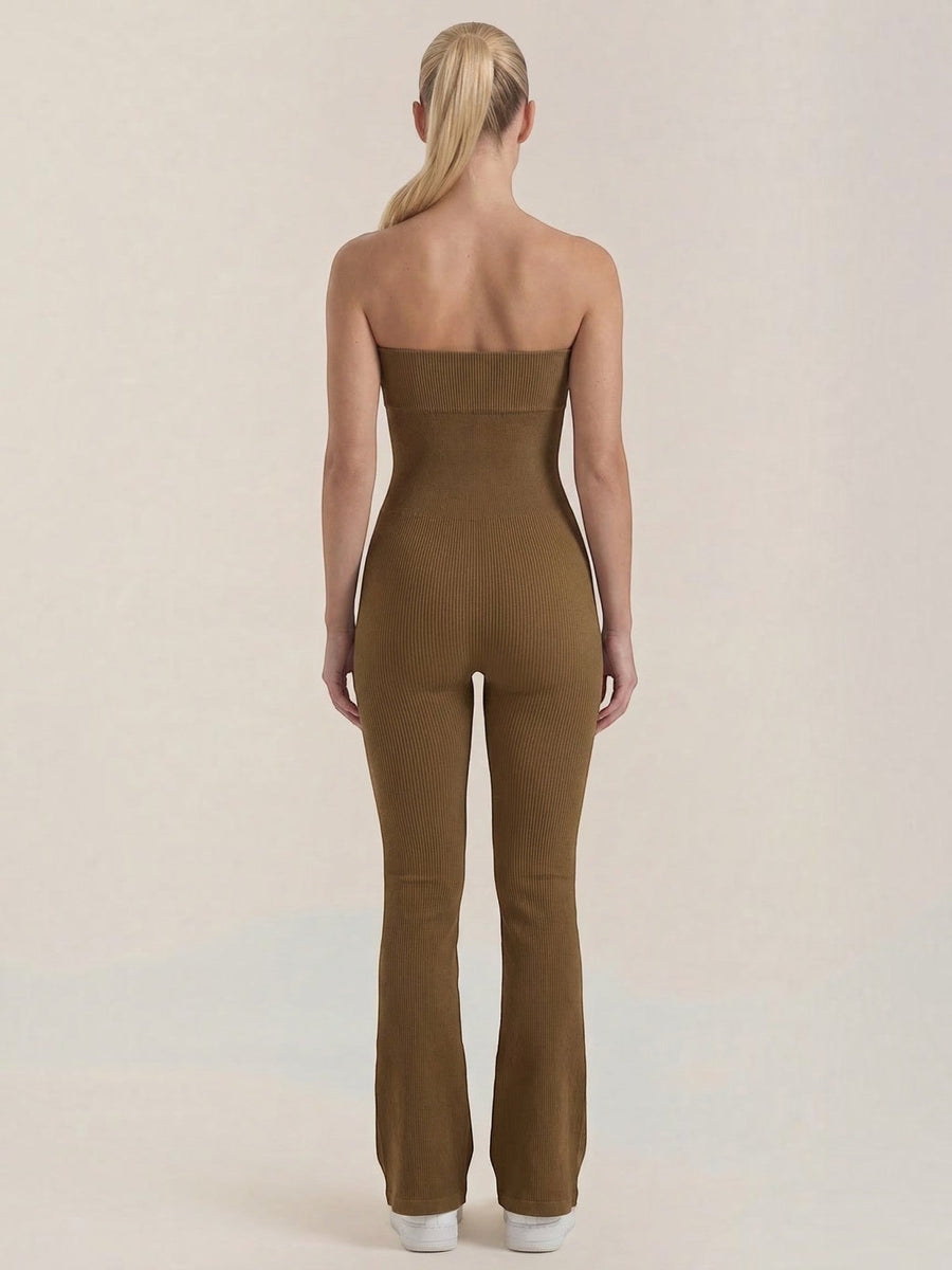 Selma Ribbed Bandeau Flare Jumpsuit