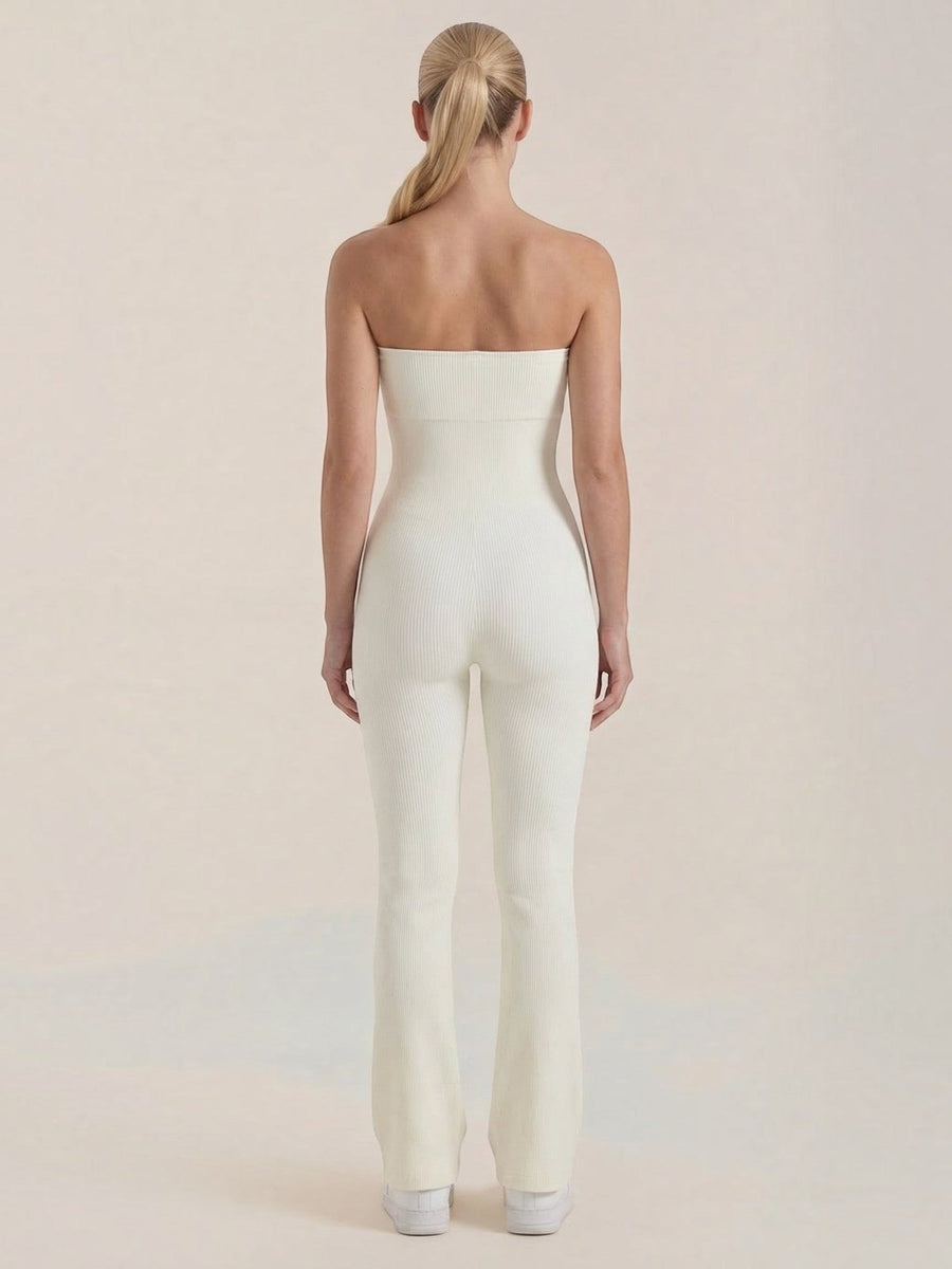 Selma Ribbed Bandeau Flare Jumpsuit