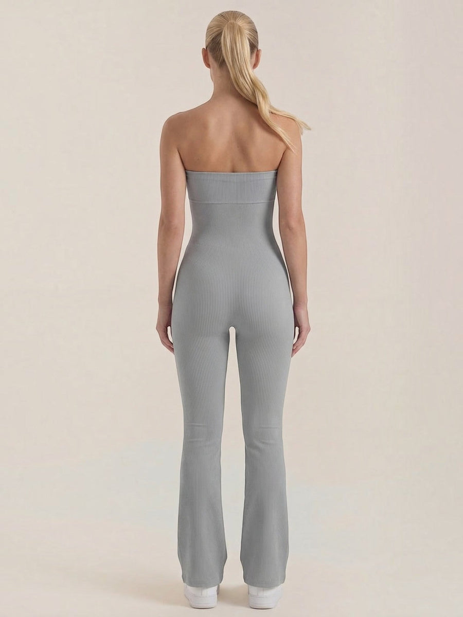 Selma Ribbed Bandeau Flare Jumpsuit