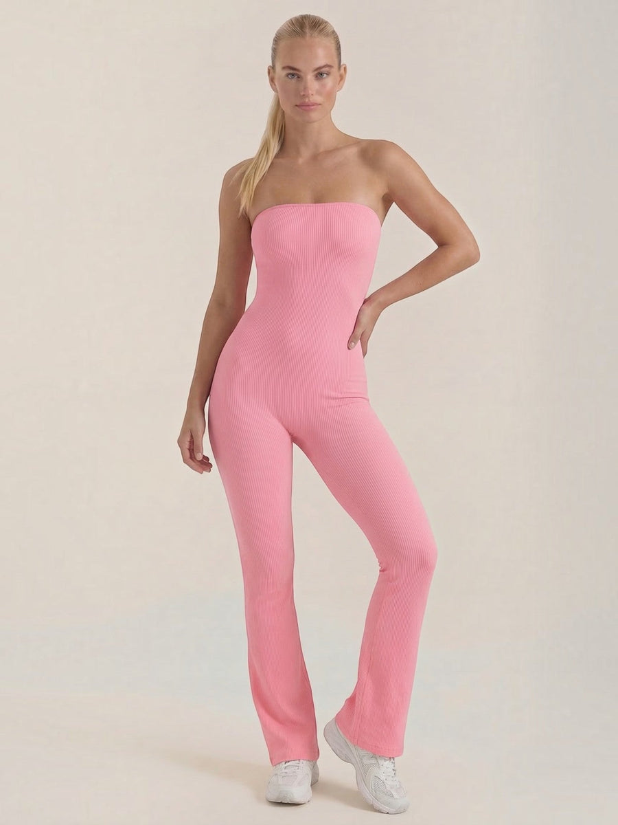 Selma Ribbed Bandeau Flare Jumpsuit